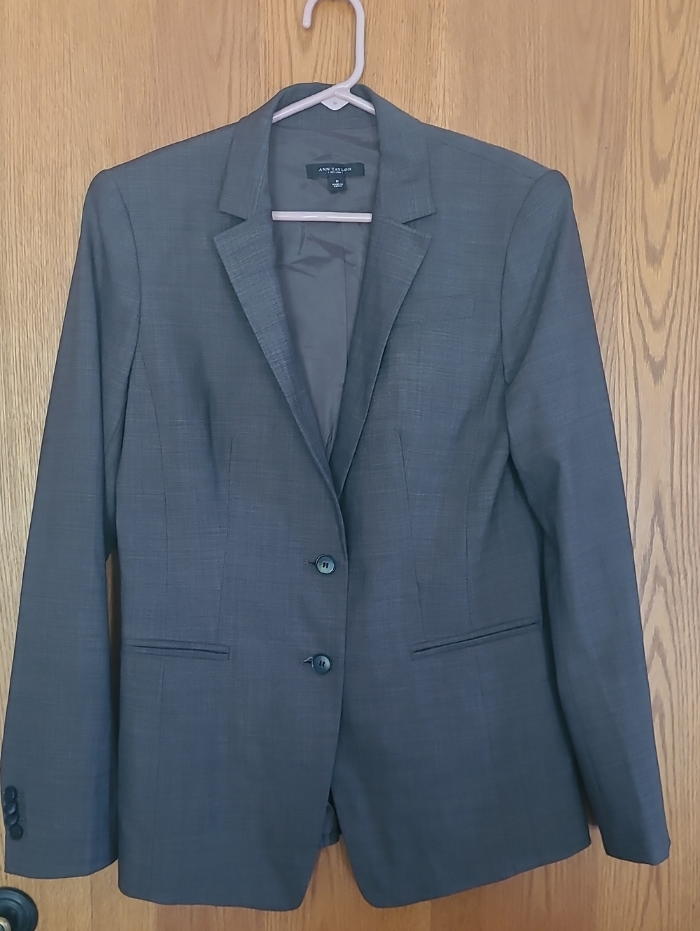Anne Klein Slate Gray Two-Button Tailored Blazer